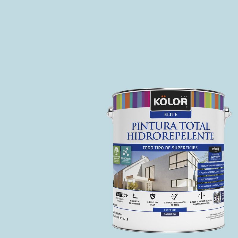 KOLOR - Pintura Impermeabilizante Satinado 1 galón(es) Celeste Gris Dhule