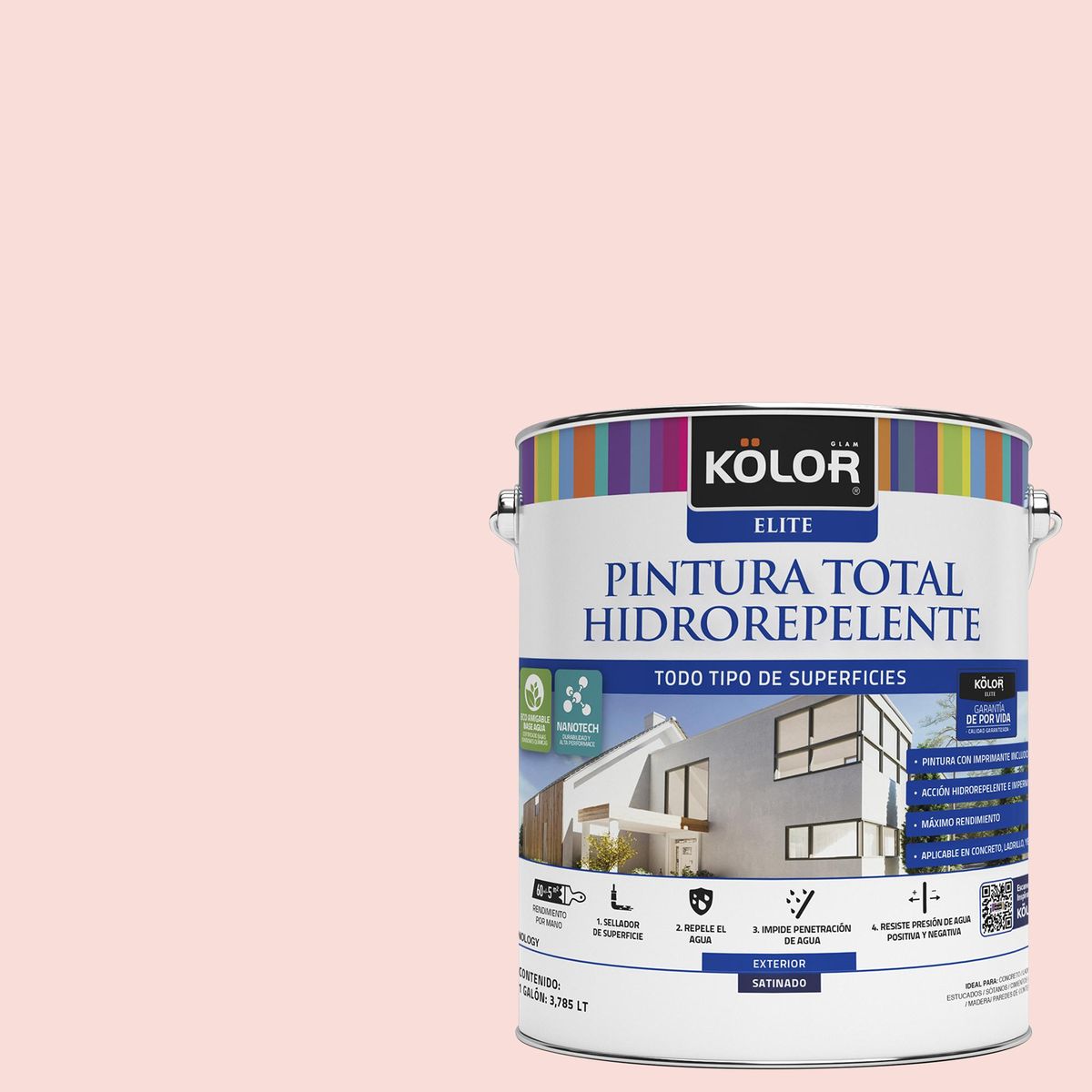 KOLOR - Pintura Impermeabilizante Satinado 1 galón(es) Rosado Miskolc 
