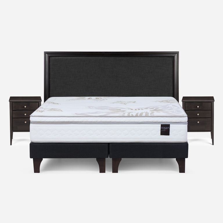 ROSEN Cama King Europea Art 4 + Respaldo + 2 Veladores