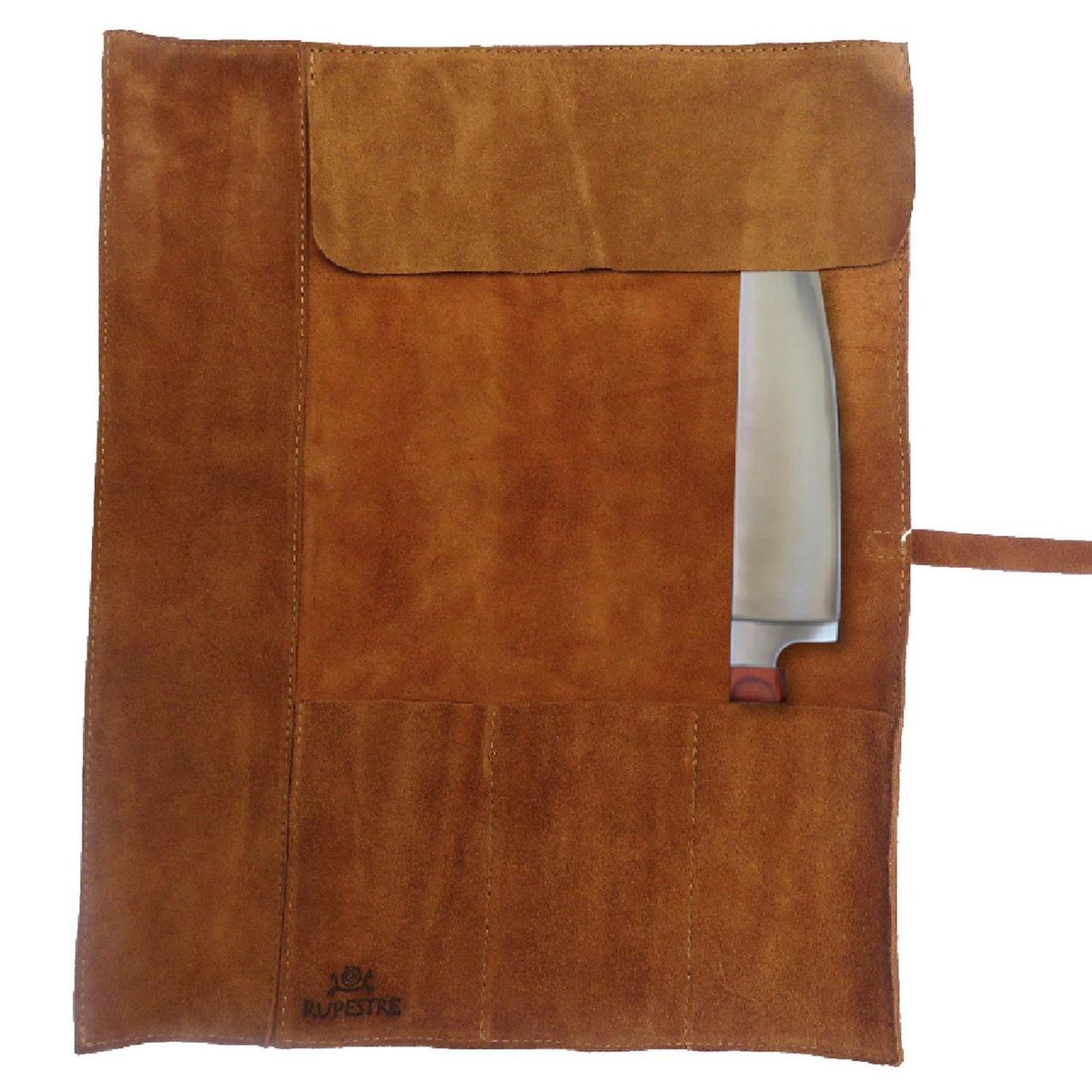 RUPESTRE - Porta Cuchillos de Cuero Rupestre Reno Café 3 Divisiones 45 cm