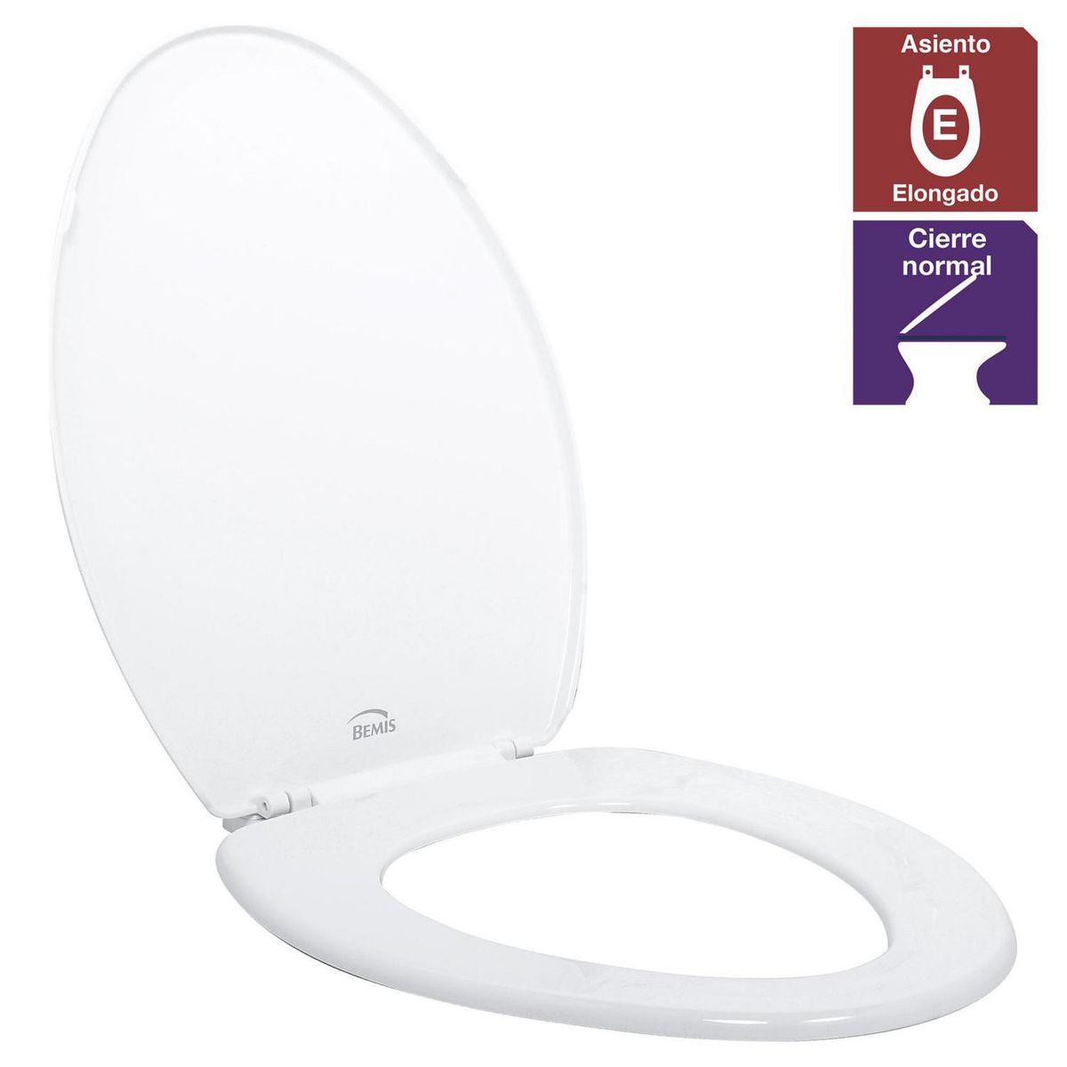 Asiento WC elongado plástico blanco, marca BEMIS - Foto Principal