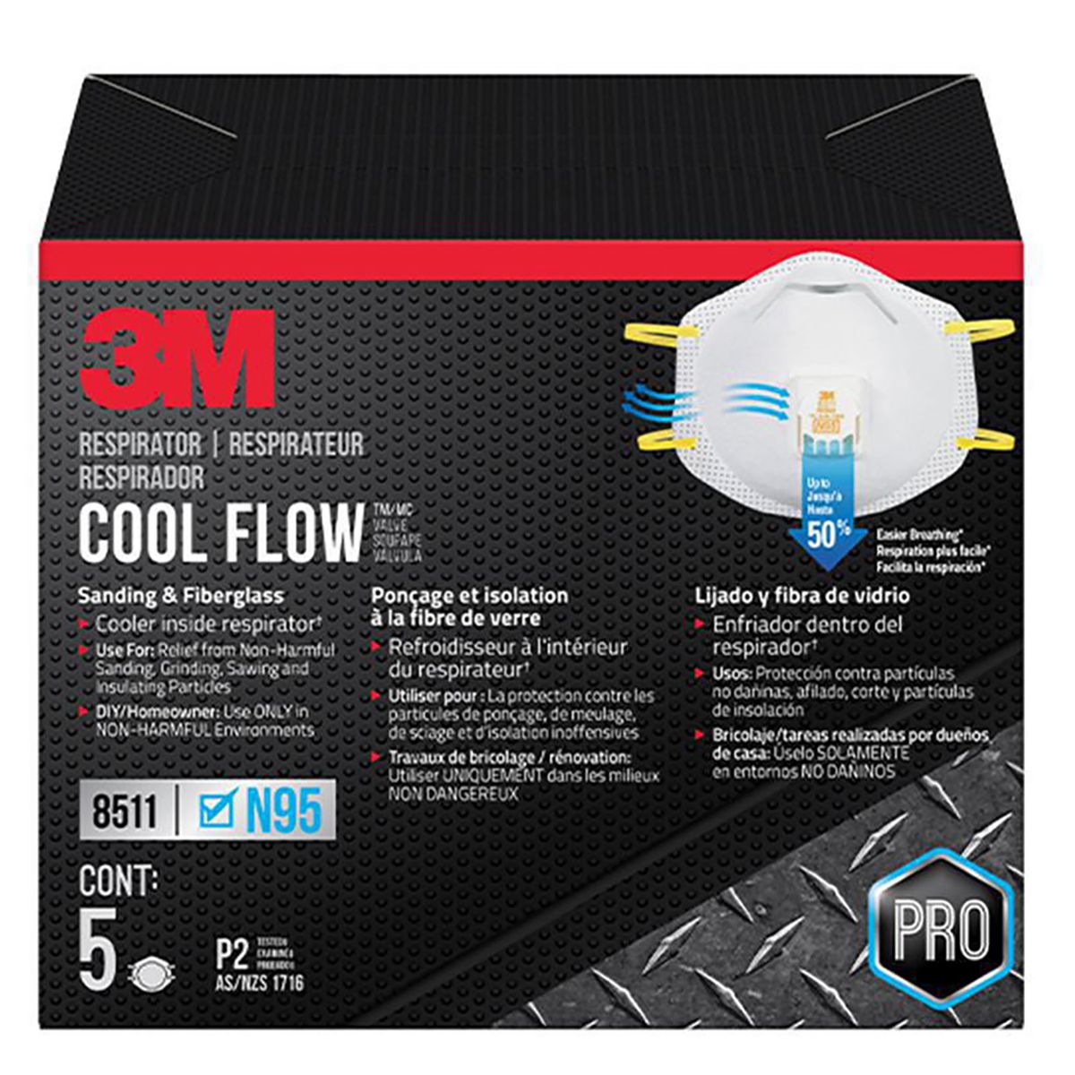 3M - Respirador N95 3M con válvula Cool Flow 8511 5 unidades