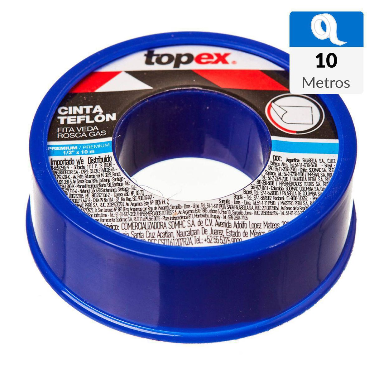 TOPEX - Teflón premium 1/2" 10 m