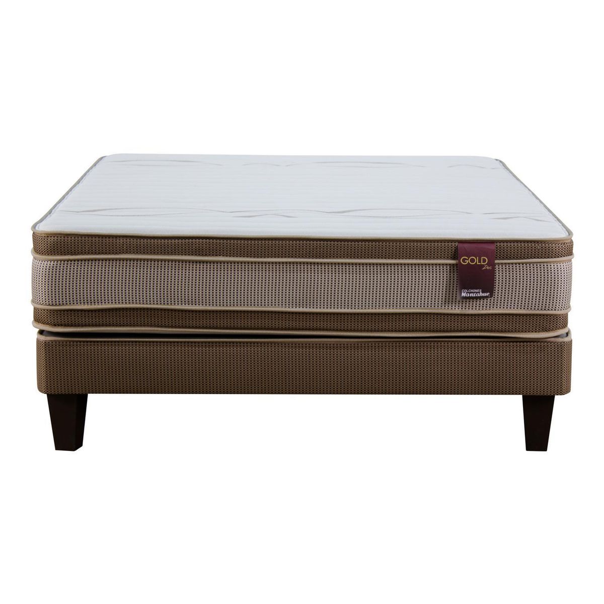 MANTAHUE - Cama 2 Plazas Europea Gold Dos Beige/Café