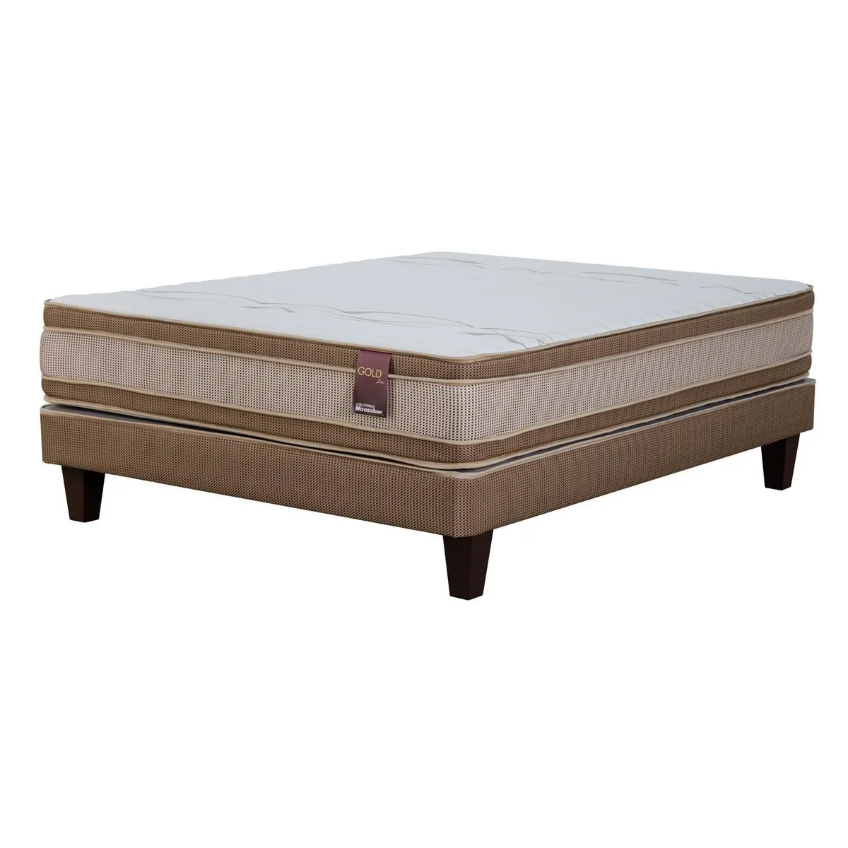 MANTAHUE - Cama 2 Plazas Europea Gold Dos Beige/Café