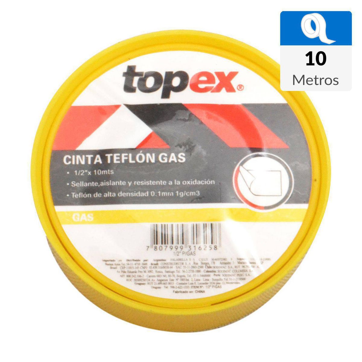 TOPEX - Teflón para gas 1/2" 10 m