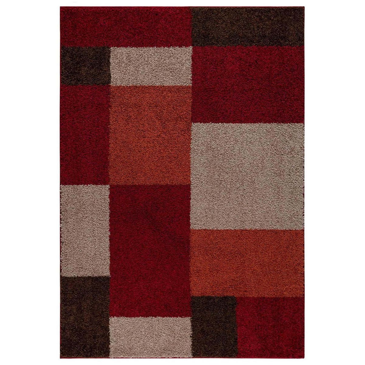 DIB - Alfombra Touch Cuadros 160x230 cm Polipropileno Rojo