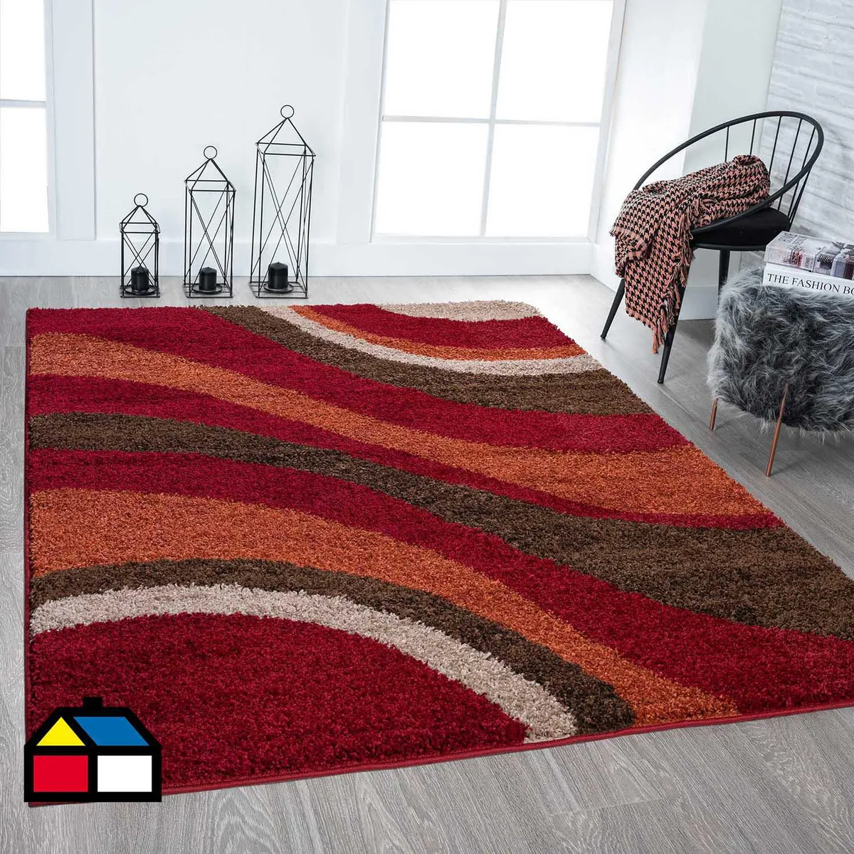 DIB - Alfombra Touch Olas 160x230 cm Polipropileno Rojo