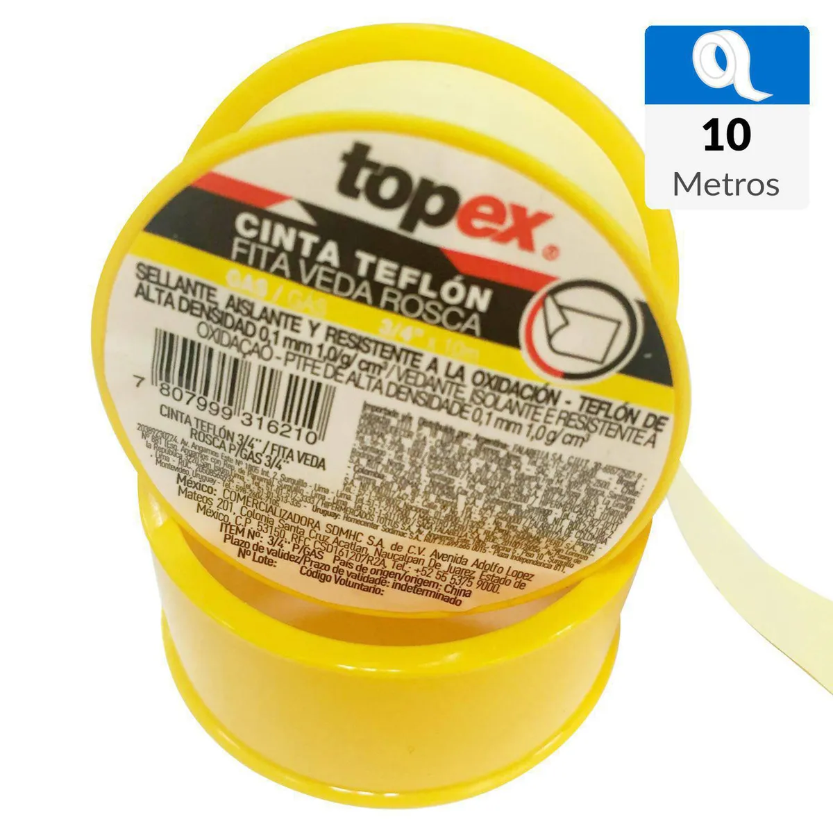TOPEX - Teflón para gas 3/4" 10 m