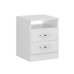 HOGA - Velador 2 Cajón(es) Delfina 36x47x38 cm Blanco