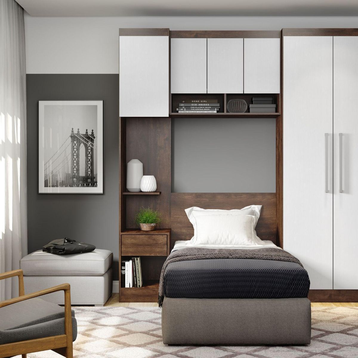 HOGA - Estante Selene MDP 4 Nivel(es) 90x60x38 cm Castaño/Blanco