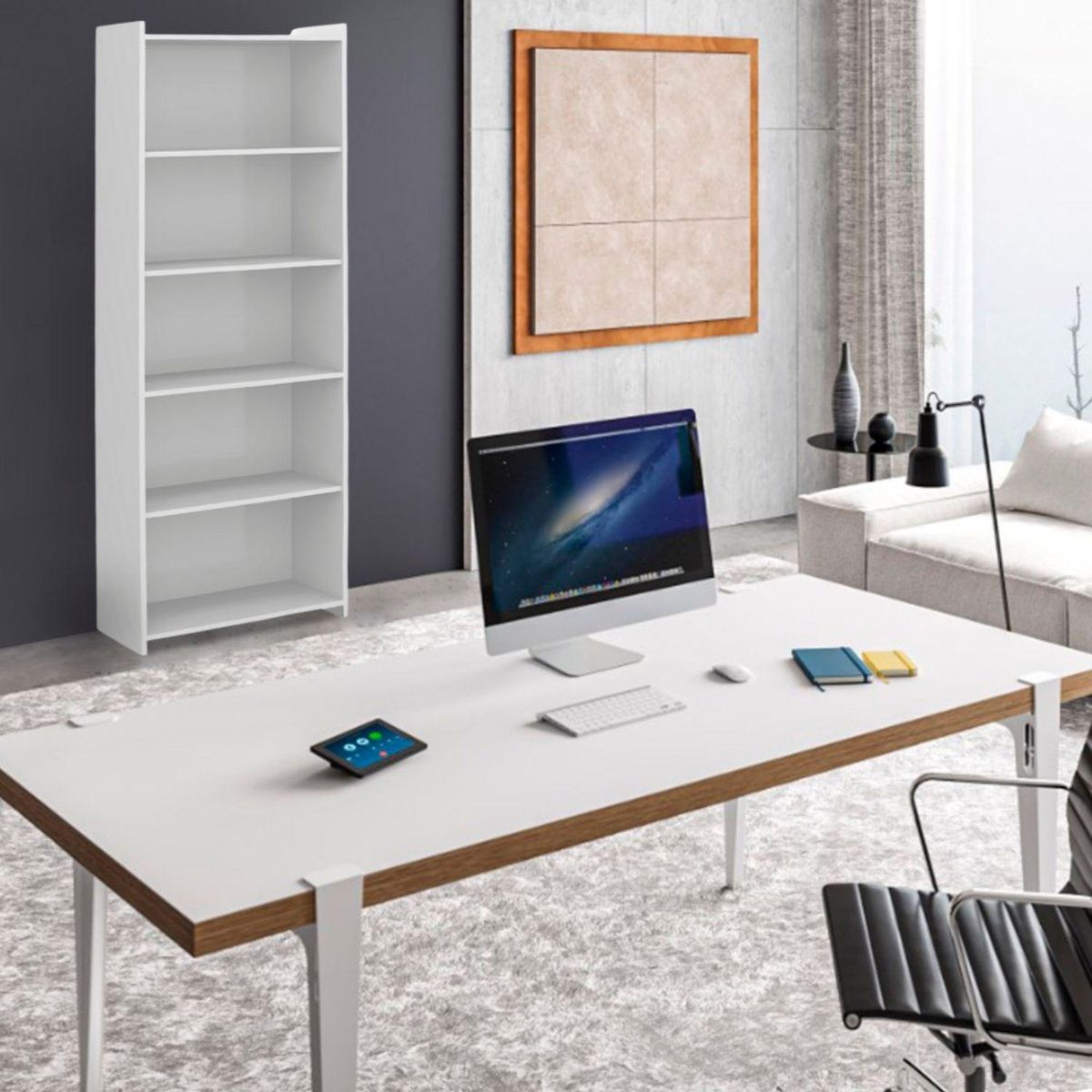 HOGA - Estante Mónaco MDP 4 Nivel(es) 57x183x30 cm Blanco