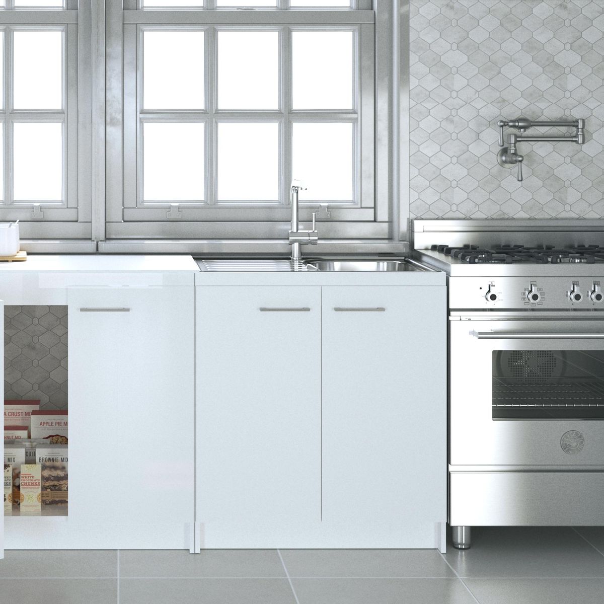 SILCOSIL - Kit mueble lavaplatos izq. superficie+grifería 80x87x47cm