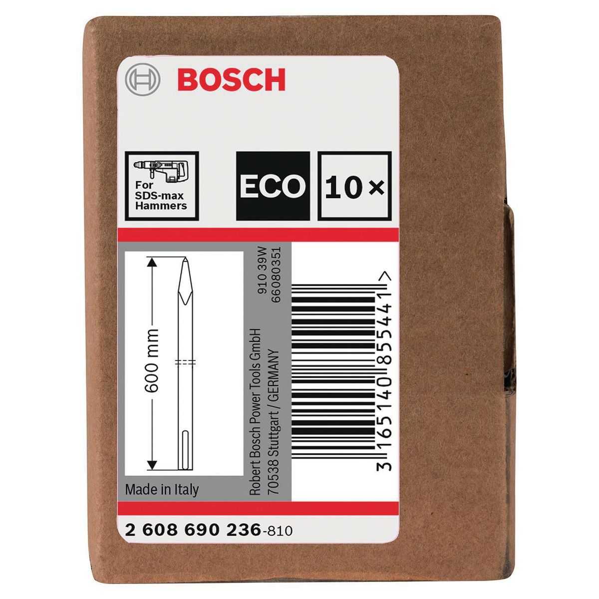 BOSCH - Cincel punta 600 mm 10 unidades