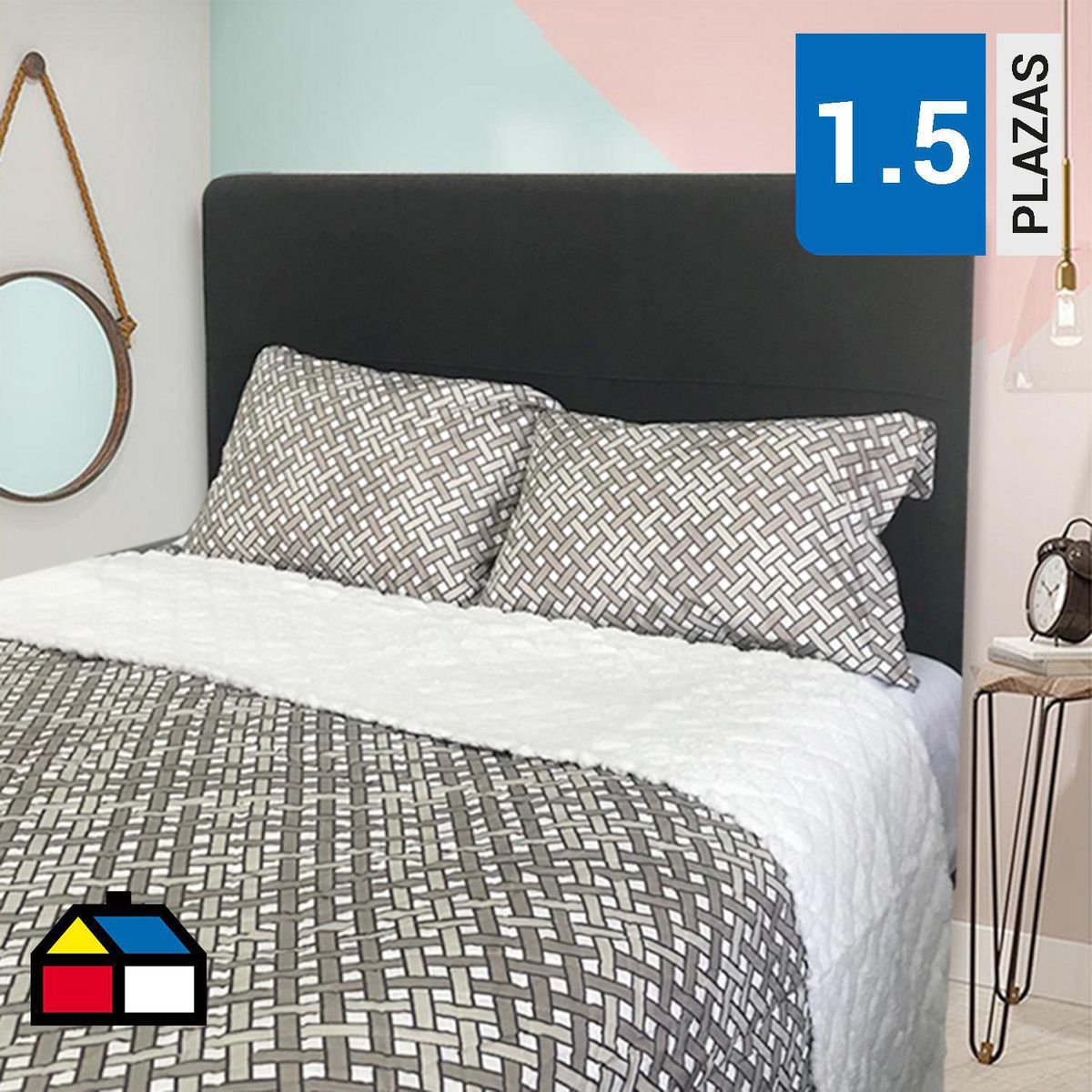 ILLUSIONS - Cubrecama Quilt 1.5 plazas Sherpa Multicolor 