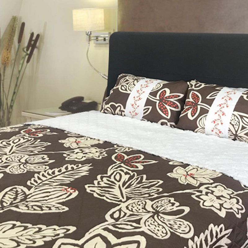 ILLUSIONS - Cubrecama Quilt 2 plazas Sherpa Leaves Multicolor