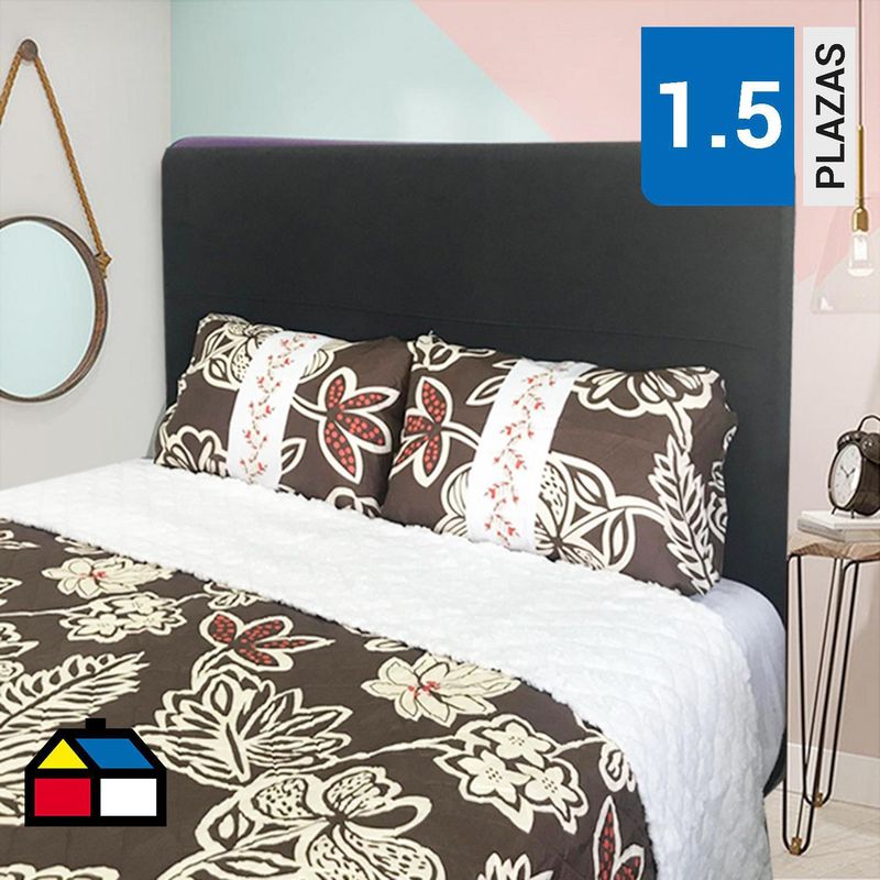 ILLUSIONS - Cubrecama Quilt 1.5 plazas Sherpa Leaves Multicolor