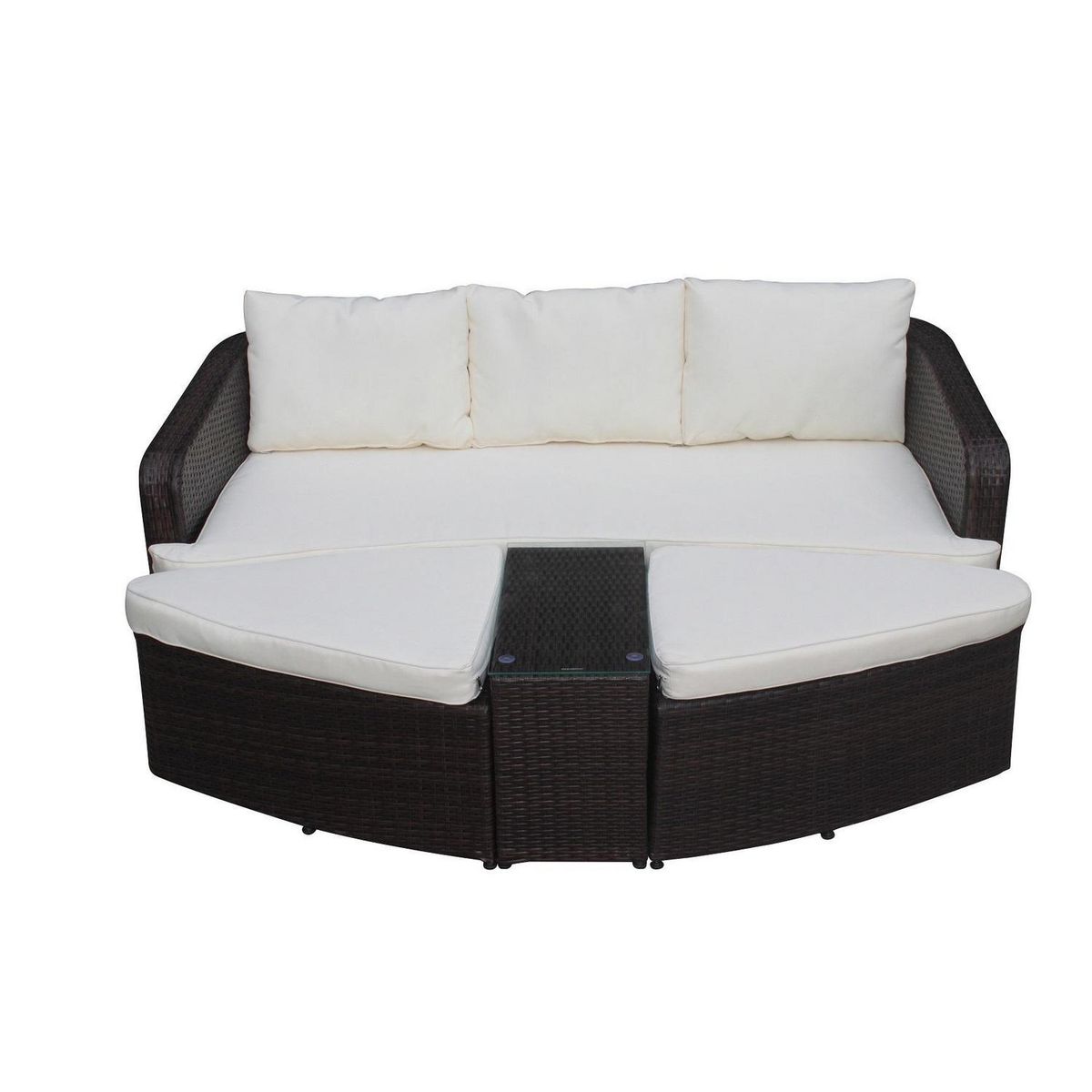 EL BARCO - Juego de Living de Terraza Santo Domingo 5 Personas Café/Blanco