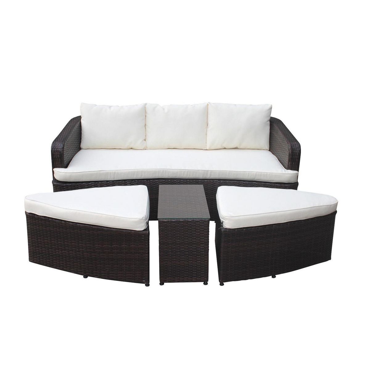 EL BARCO - Juego de Living de Terraza Santo Domingo 5 Personas Café/Blanco