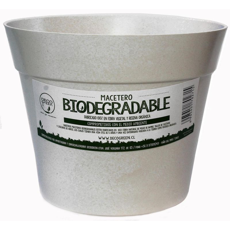 DECOGREEN - Set Macetero y Plato Biodegradable de Bambú 25x17 Blanco