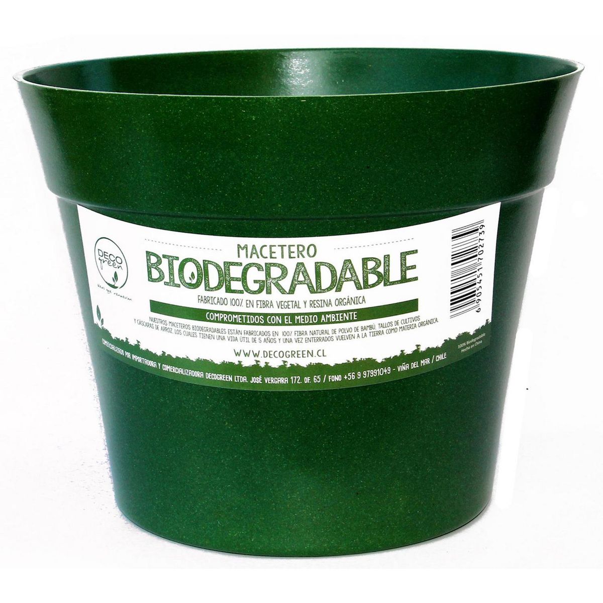 DECOGREEN - Set Macetero y Plato Biodegradable de Bambú 25x17 cm Musgo