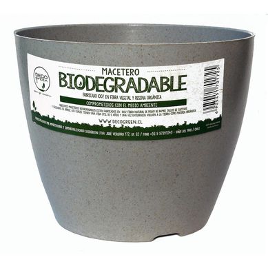 Set de 2 Maceteros y Platos Biodegradables Actual Gris