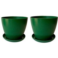 Set 2 Maceteros y Platos Biodegradable de Bambú 24x18 cm Musgo