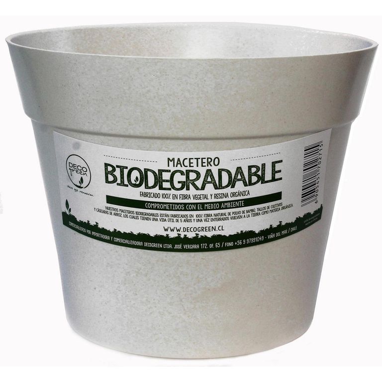 Set 2 Maceteros y Platos Biodegradable de Bambú 25x17 cm Blanco