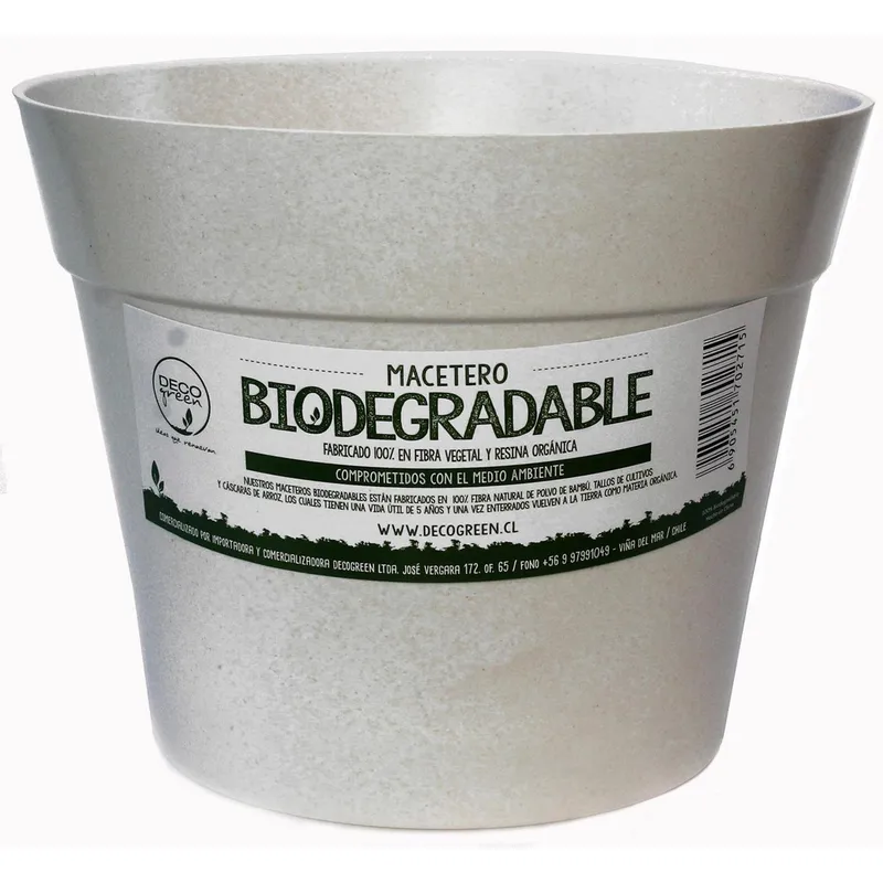 DECOGREEN - Set 2 Maceteros y Platos Biodegradable de Bambú 25x17 Blanco