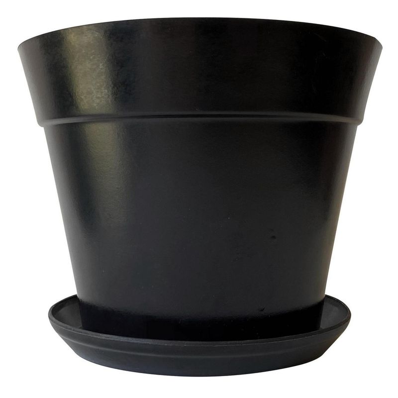 DECOGREEN - Set de Macetero y Plato Biodegradable Clásico Negro