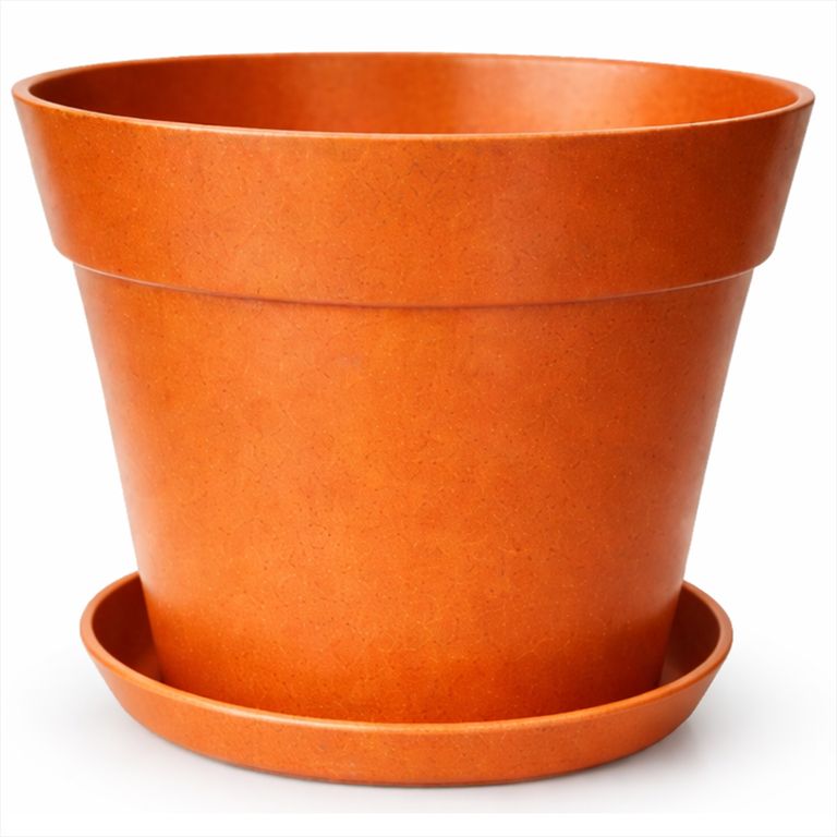 Set Macetero y Plato Biodegradable de Bambú 25x17 cm terracota