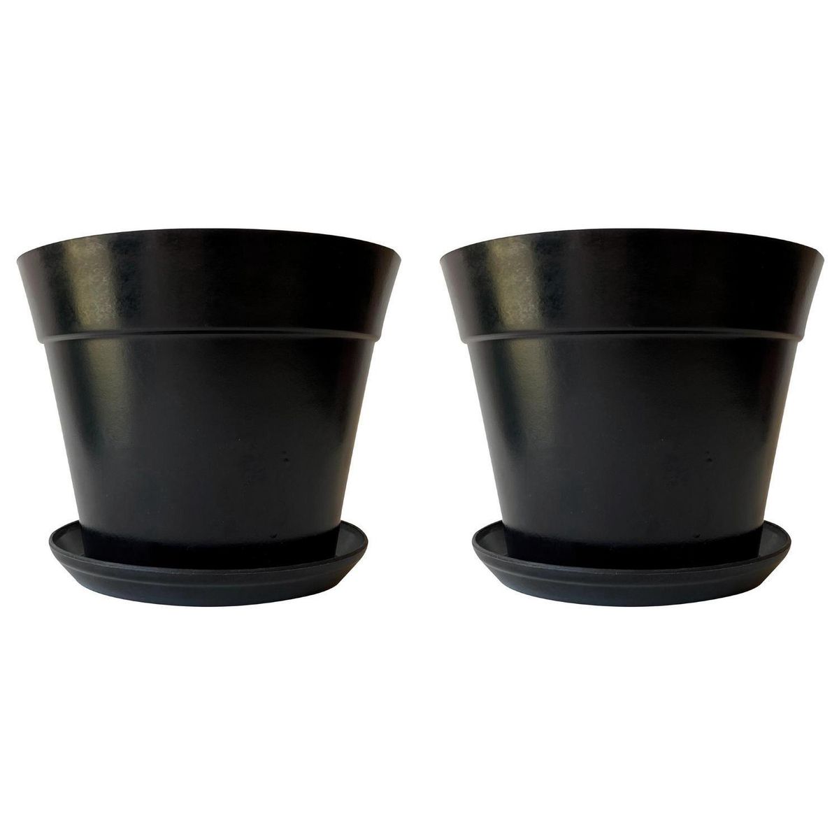 DECOGREEN - Set 2 Maceteros y Platos Biodegradable de Bambú 25x17 cm Negro