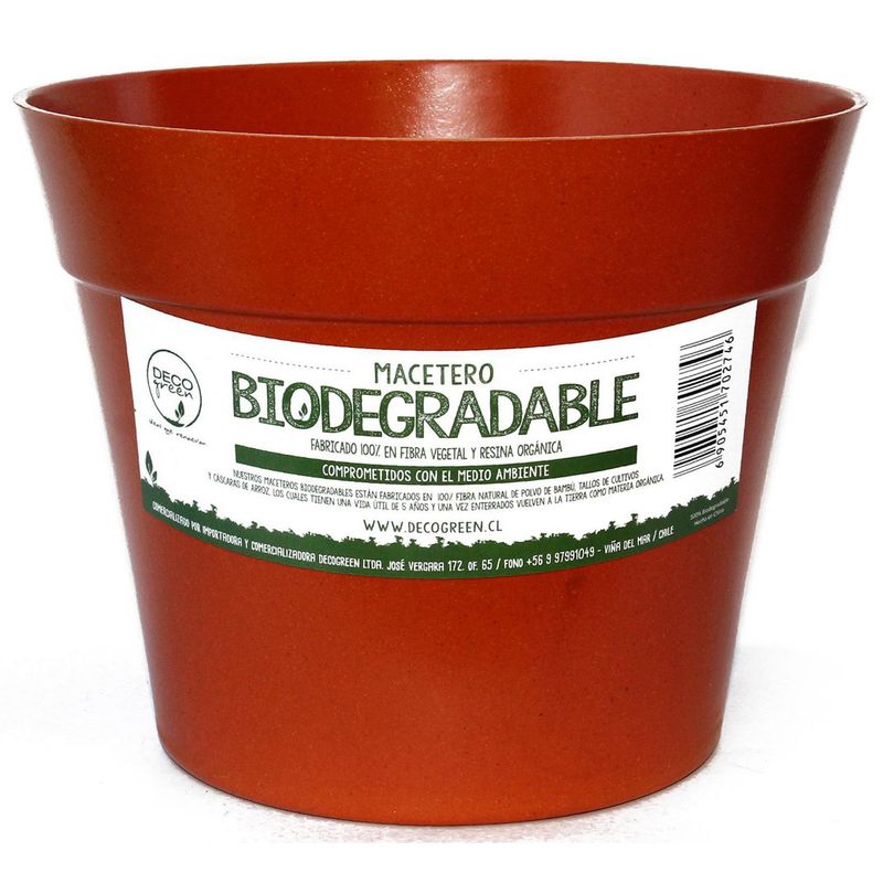 DECOGREEN - Set de 2 Maceteros y Platos Biodegradables Clásico Terracota
