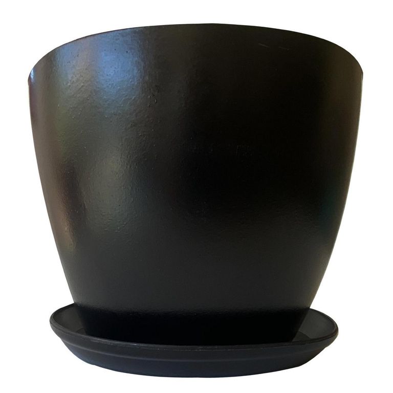 Set Macetero y Plato Biodegradable de Bambú 24x18 cm Negro