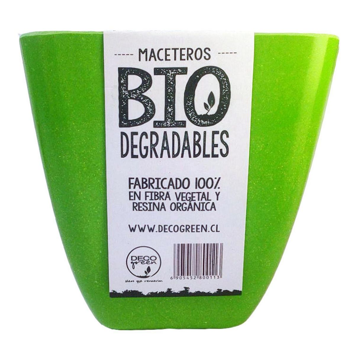 DECOGREEN - Set de 7 Maceteros Biodegradables Cuadrado, 4 Blancos y 3 Verdes