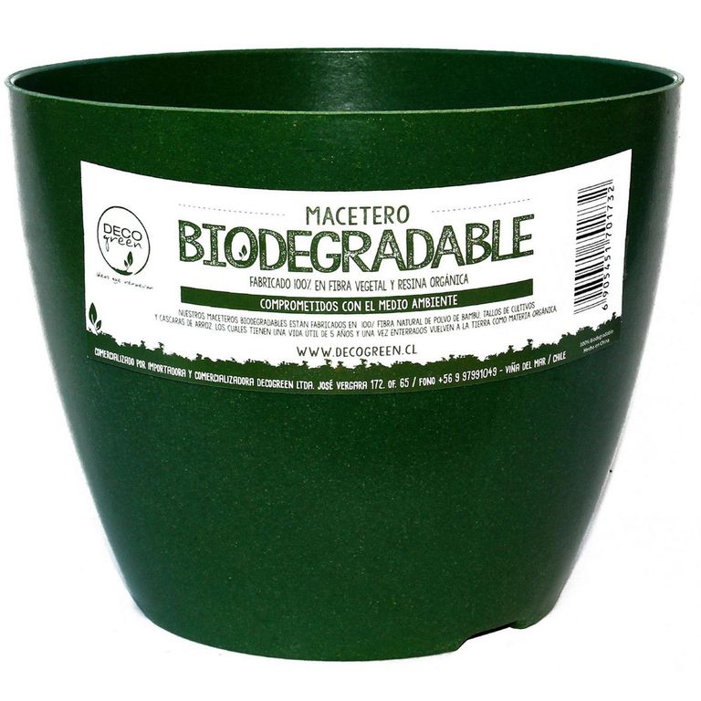 Set Macetero y Plato Biodegradable de Bambú 24x18 cm Musgo