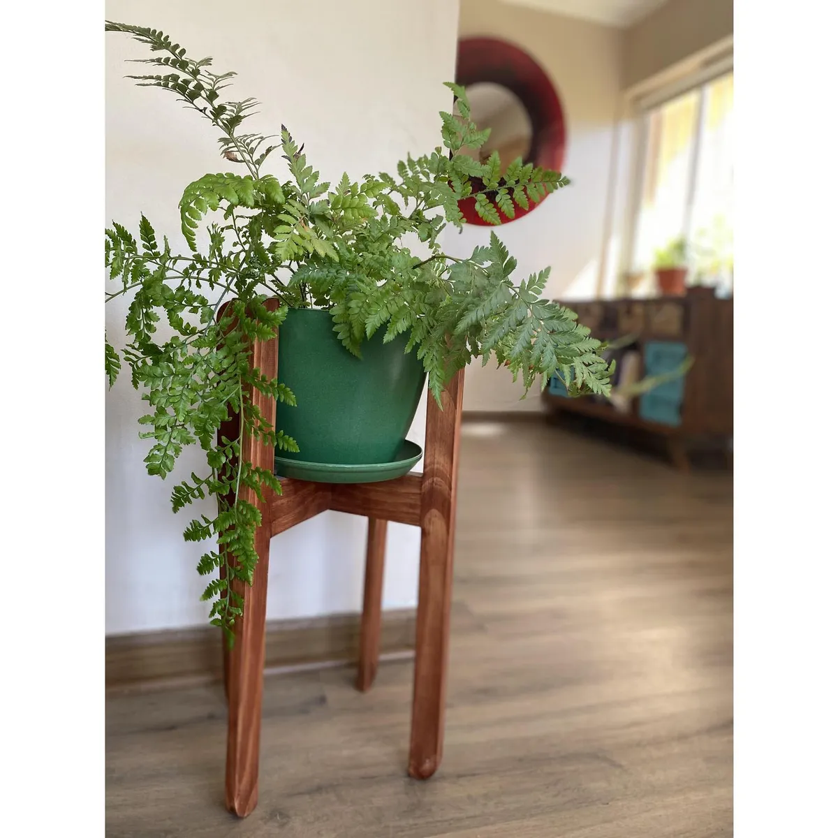 DECOGREEN - Set Macetero y Plato Biodegradable de Bambú 24x18 cm Musgo