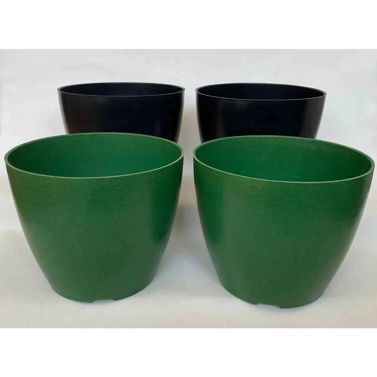 DECOGREEN - Set de 4 Maceteros Biodegradables Actual, 2 Negros y 2 Musgo