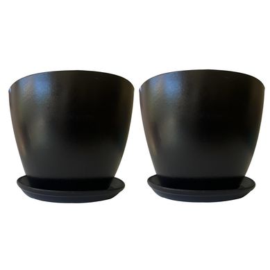 Set de 2 Maceteros y Platos Biodegradables Actual Negro