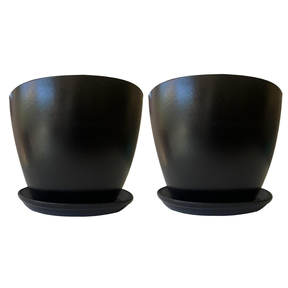 DECOGREEN - Set 2 Maceteros y Platos Biodegradable de Bambú 25x17 cm Negro