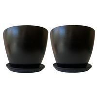 Set 2 Maceteros y Platos Biodegradable de Bambú 25x17 cm Negro