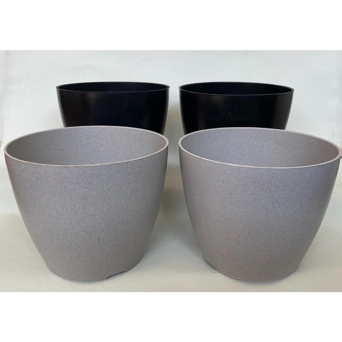DECOGREEN - Set de 4 Maceteros Biodegradables Actual, 2 Negros y 2 Grises