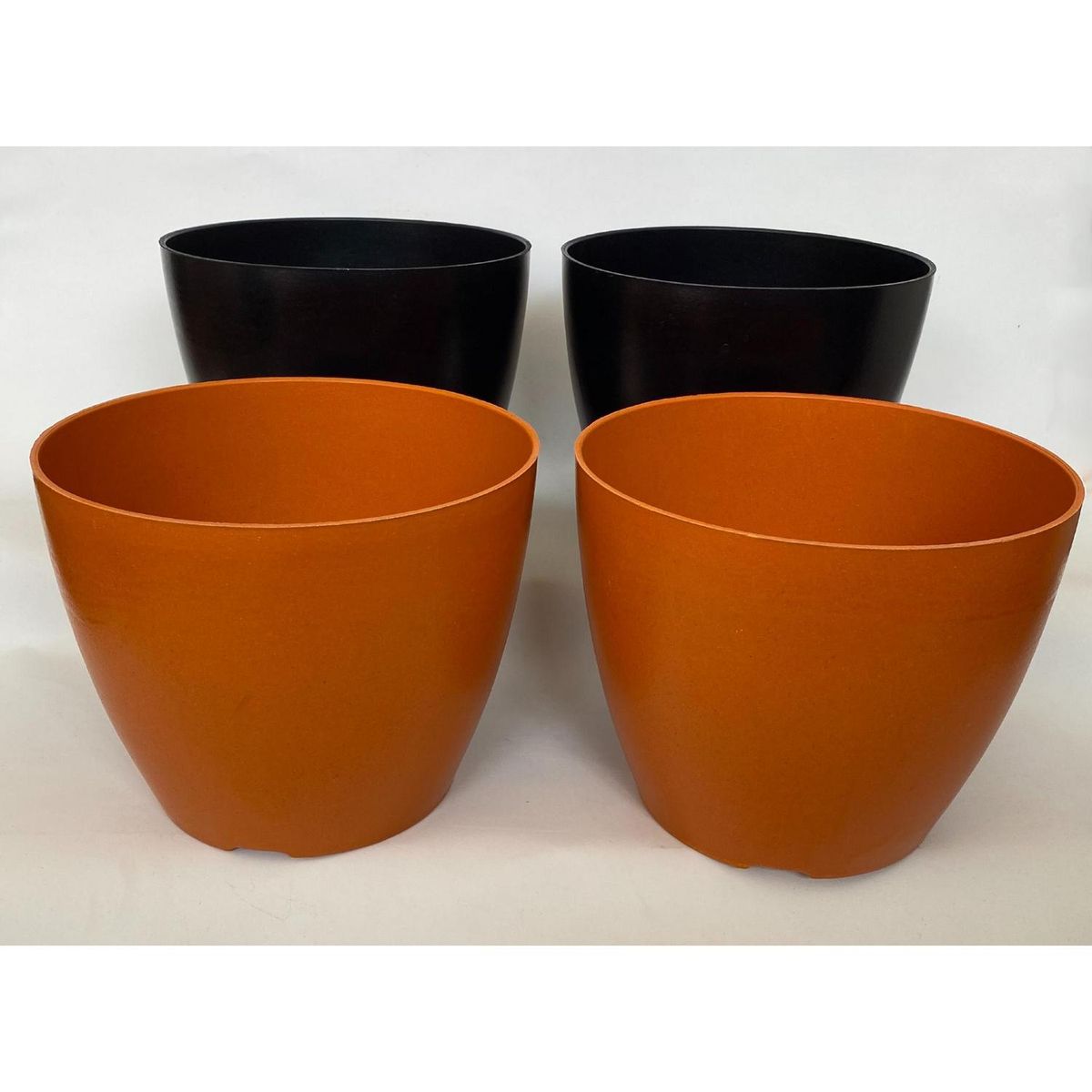 DECOGREEN - Set de 4 Maceteros Biodegradables Actual, 2 Negros y 2 Terracota
