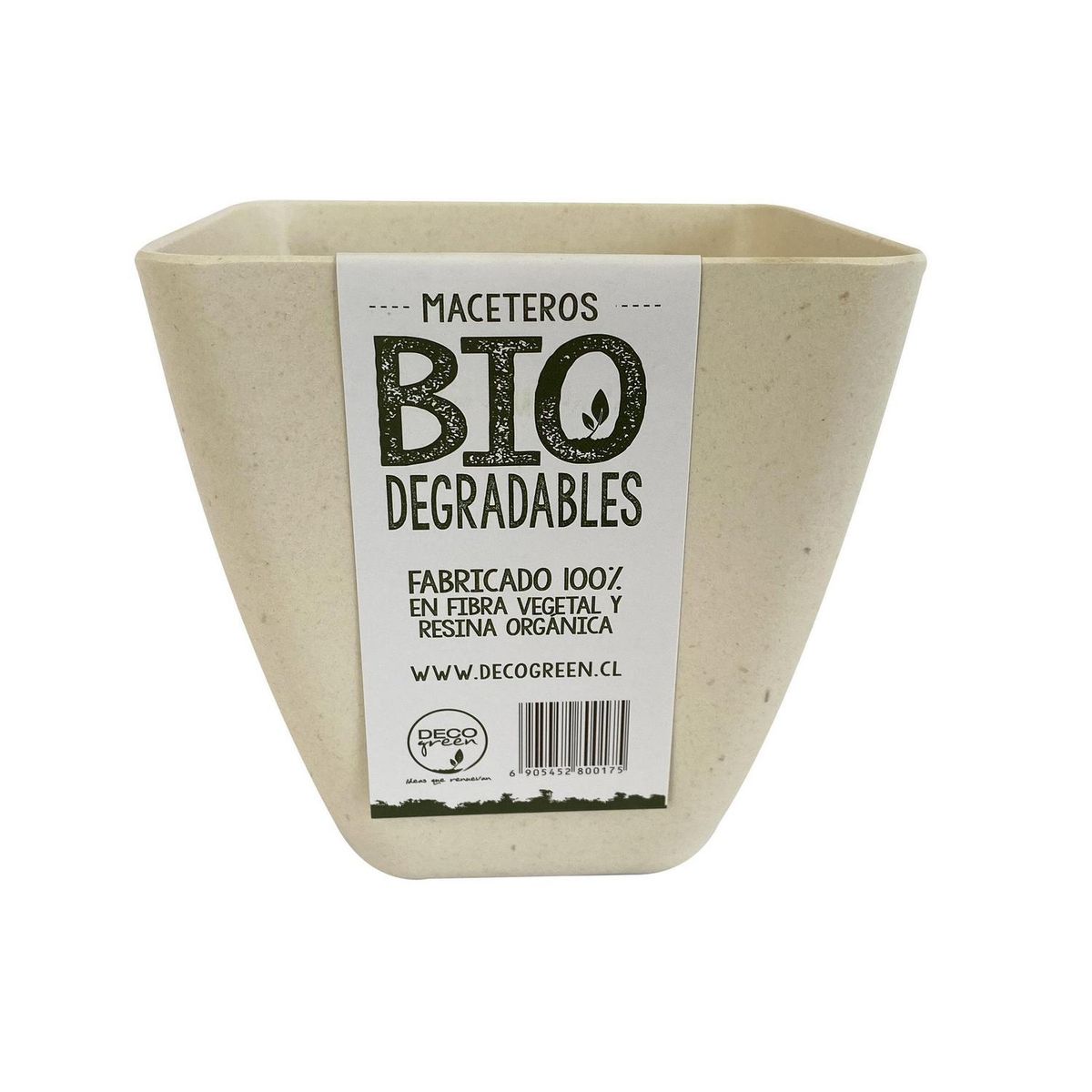 DECOGREEN - Set 2 Maceteros y Platos Biodegradable de Bambú 13.3x12.4 cm Blanco
