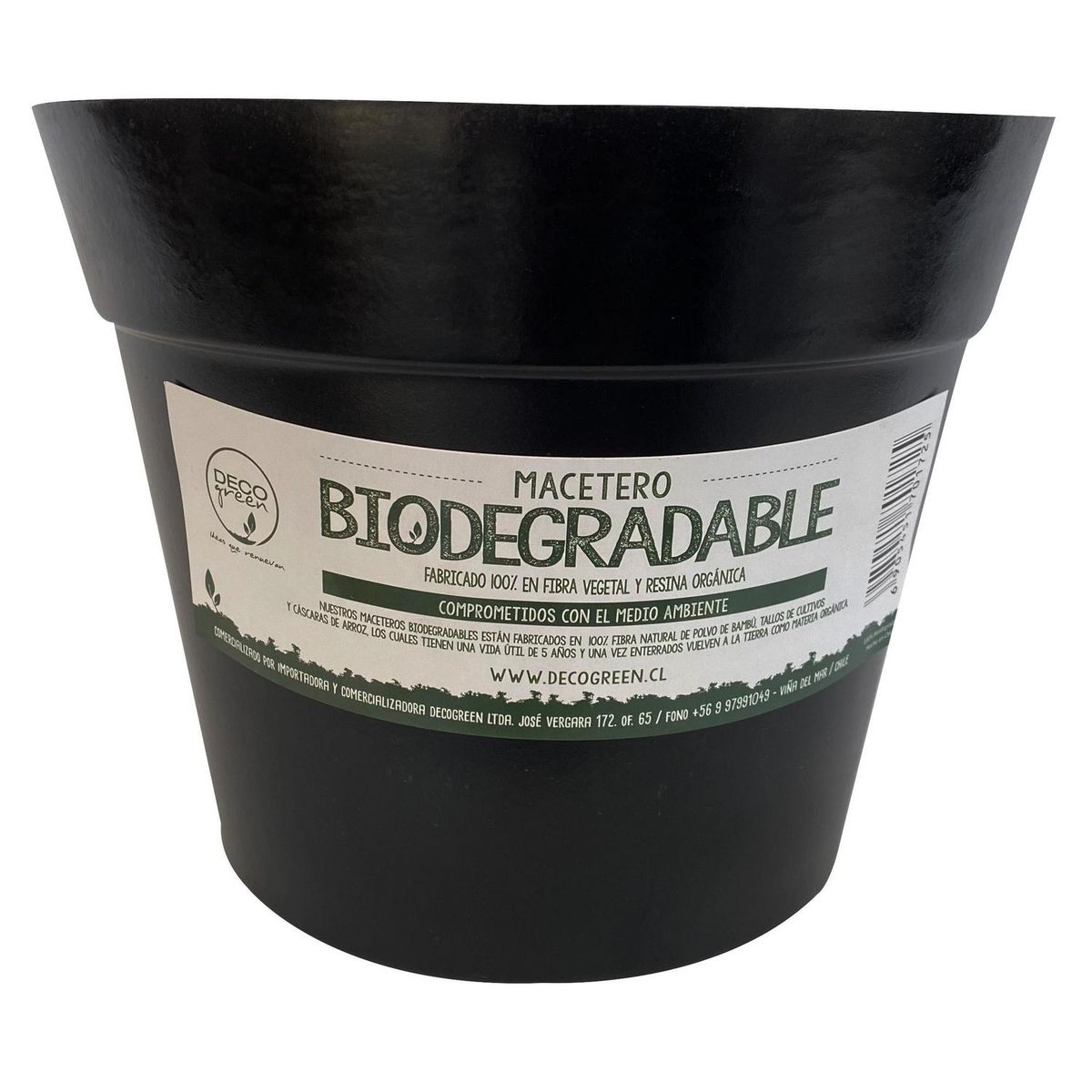DECOGREEN - Set 2 Maceteros y Platos Biodegradable de Bambú 25x17 cm Negro