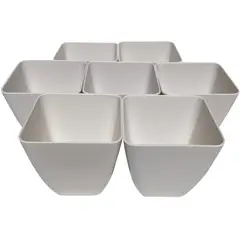 DECOGREEN - Set 7 Maceteros Biodegradables Cuadrados de Bambú 13.3x12.4 Blanco