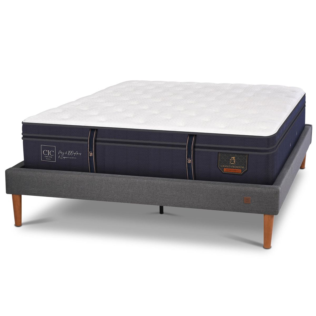 CIC - Cama 2 plazas Europea Curve Grand Premium Gris