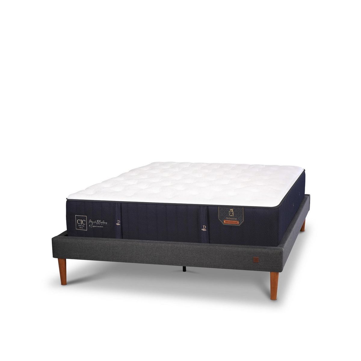 CIC - Cama 2 plazas Europea Curve Premium Blanco/gris