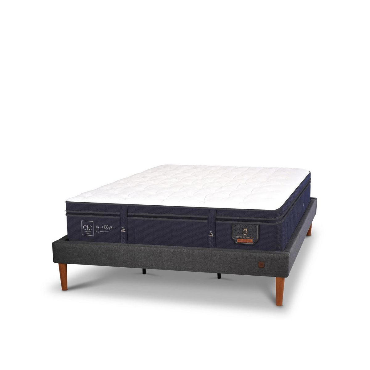 CIC - Cama King Europea Curve Super Premium Gris