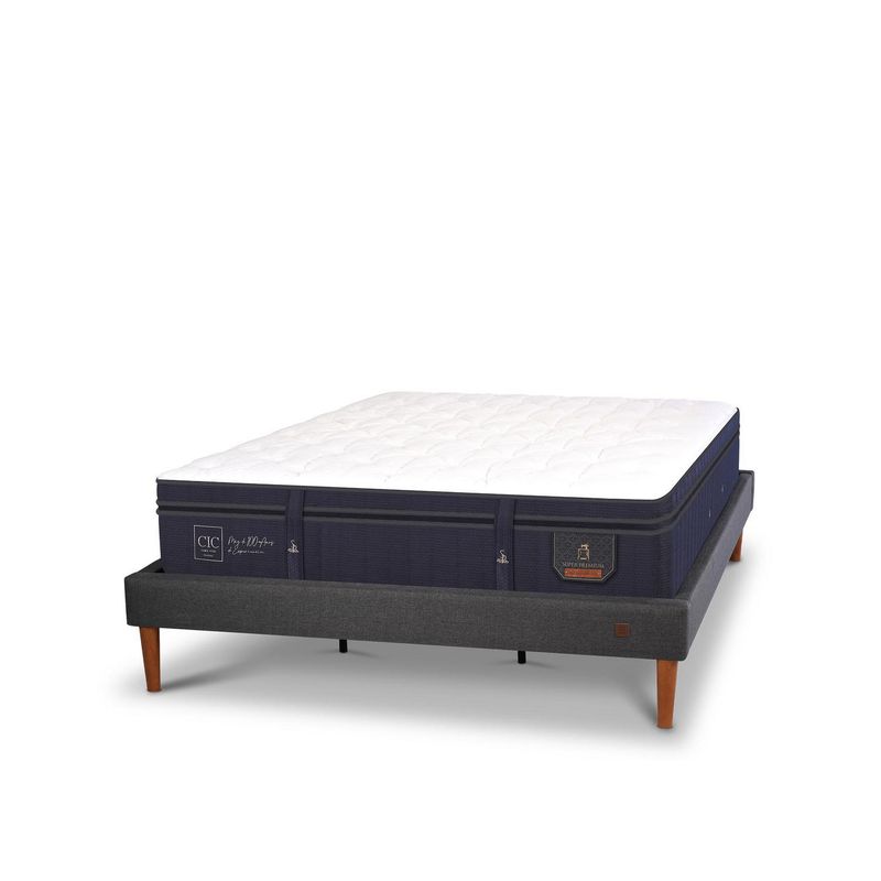 CIC - Cama King Europea Curve Super Premium Blanco/Gris